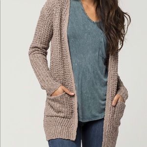 Taupe colored knit cardigan